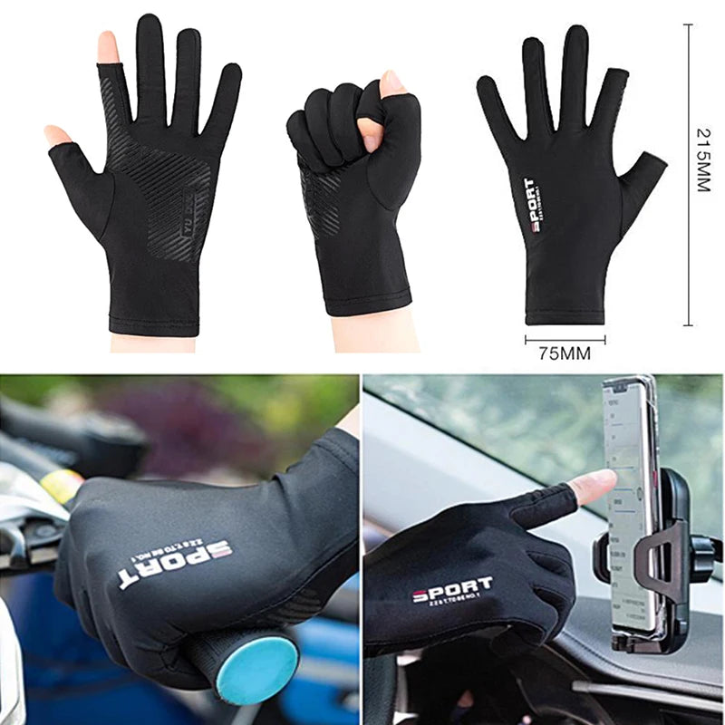 Outdoor Sports Ice Silk Touch Screen Riding Gloves for Men Women Breathable Glove Non-Slip Motorcycle Gloves for Cycling Driving