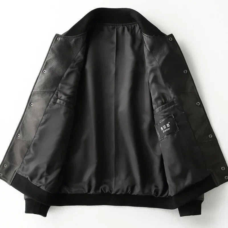YOLANFAIRY 2025 Real Sheepskin Coat Mens Clothing Autumn Genuine Leather Jacket Man Motorcycle Bomber Jacket Veste Cuir Homme