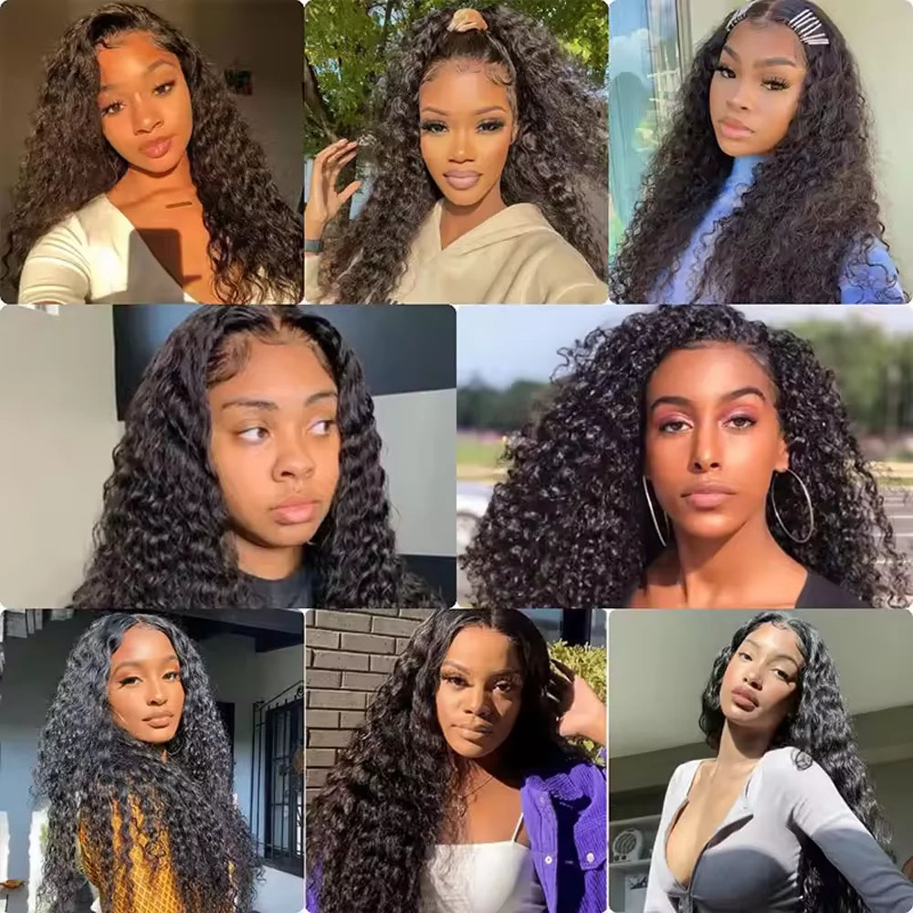 16-32 Inches Long Curly Brazilian Hair Wig For Women 200 Density V Part Wig Human Hair Natural Black V Shape Wig Hair Wigs