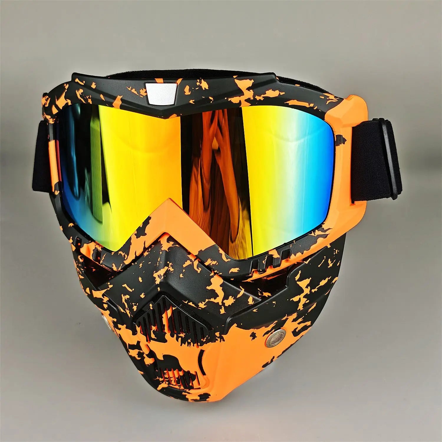 Motorcycle Glasses Riding Glases with Removable Face Mask, Removable Anti-fog Glasses, Mouth Filter, Adjustable Anti-slip Strap