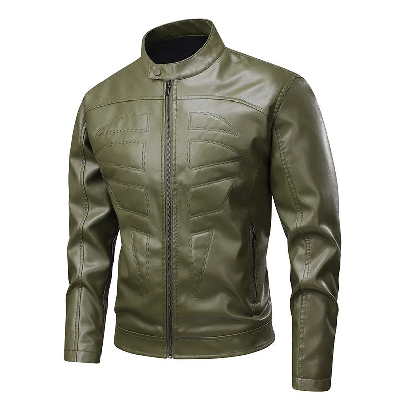 PU leather jacket 2026 spring and Autumn men's stand-up collar leather jacket Motorcycle jacket men's coat motorcycle vest 오토바이