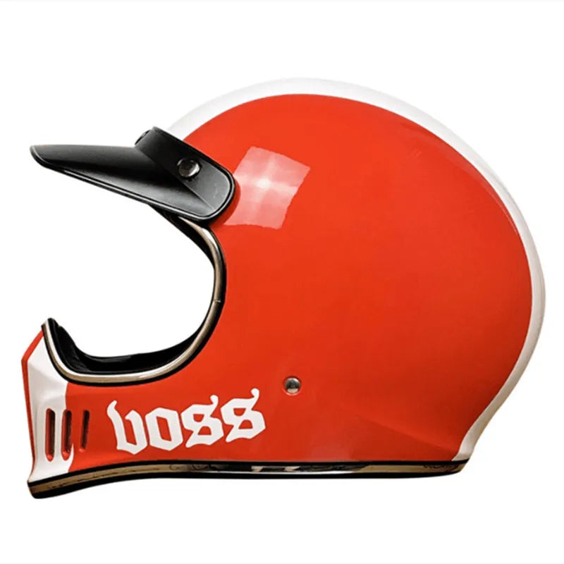 Vintage Full Face Motorcycle Motocross Helmet ABS Shell Lightweight Casque High Quality Casco Moto Four Seasons Cruise