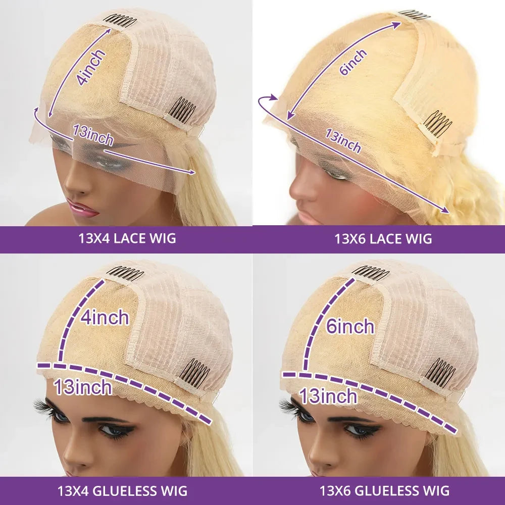 613 13x6 Lace Front Wigs Human Hair 100% Body Wave Blonde Lace Frontal Wigs 220 Density 40 Inch Natural Hairline With Baby Hair