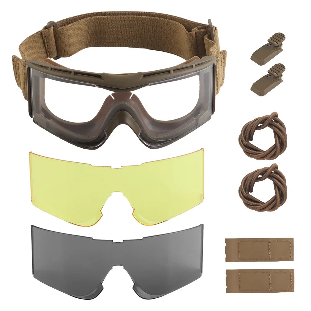 Tactical Protective Goggles Replaceable Lens Adapted Hunting Fast Airsoft Helmet Outdoor Motorcycle Riding Ski Windproof Glasses
