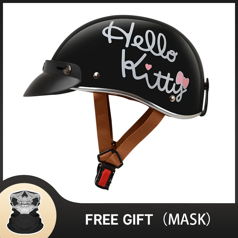 Hot Sale Cute Pink Motorbike Half Face Motorcycle Helmets for Women Chopper Biker Unisex Cascos Para Moto with DOT Approved