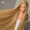 250 Density Honey Blonde 13X6 Hd Lace Frontal Wigs Straight Human Hair Wigs Preplucked Brazilian Hair 27 Colored Lace Front Wig