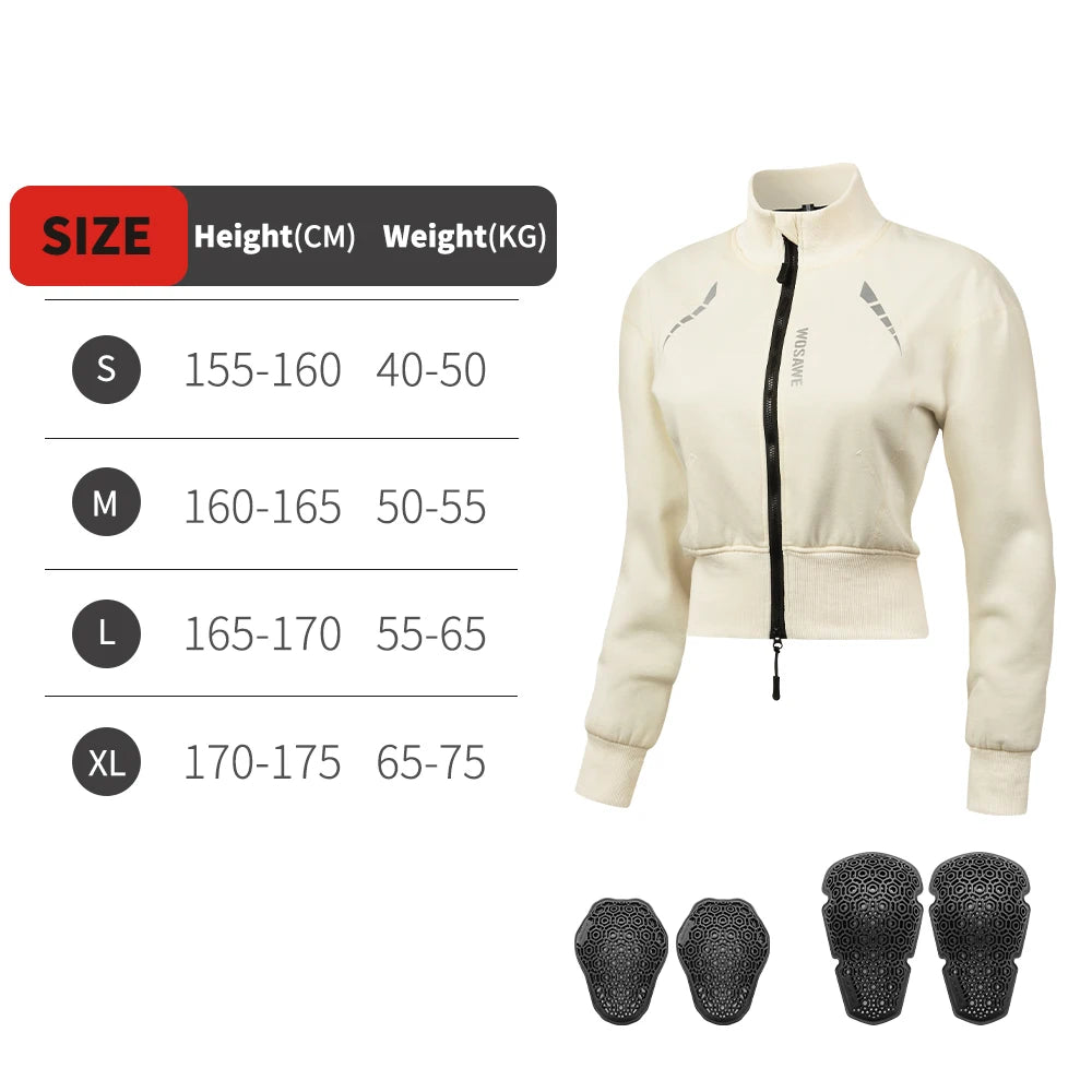 WOSAWE Winter Women Motorcycle Jacket Women Motorbike Riding Coat With Soft Pads Casual Moto Riding Clothes