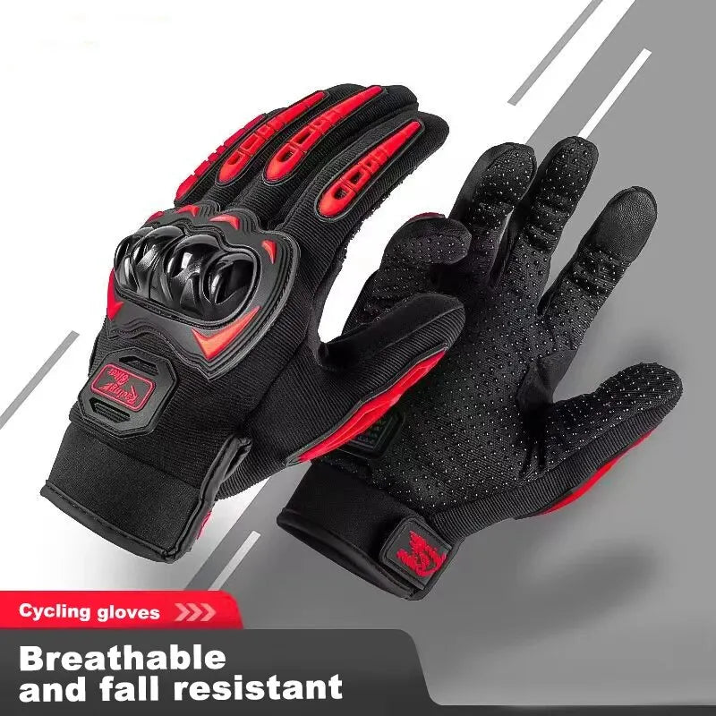 Motorcycle Riding Gloves Men's Non-Slip Off-Road Racing Bicycle Gloves Black Summer and Winter Anti-Fall Cycling Gloves