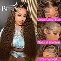 250% 13x6 Real HD Lace Frontal Human Hair Wigs Dark Brown Water Wave Wig Melt Skins Colored Pre Plucked For Women Brazilian Hair