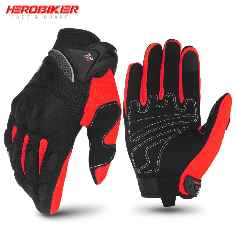 Motorcycle Gloves Summer Breathable Moto Full Finger Gloves Touch Screen Riding Motobike Gloves Moto Protective Gloves 6 Colors