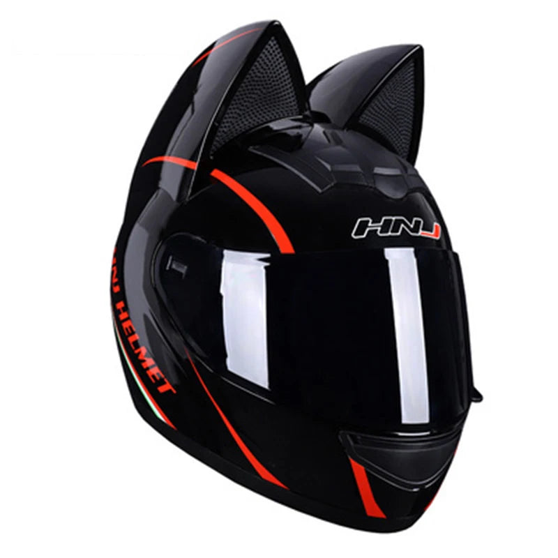 2022 Motorcycle Cat Ear Helmet Capacete Casque Full Face Helmet Women Moto Ear Helmets Personality Motorbike Helmet Motocross