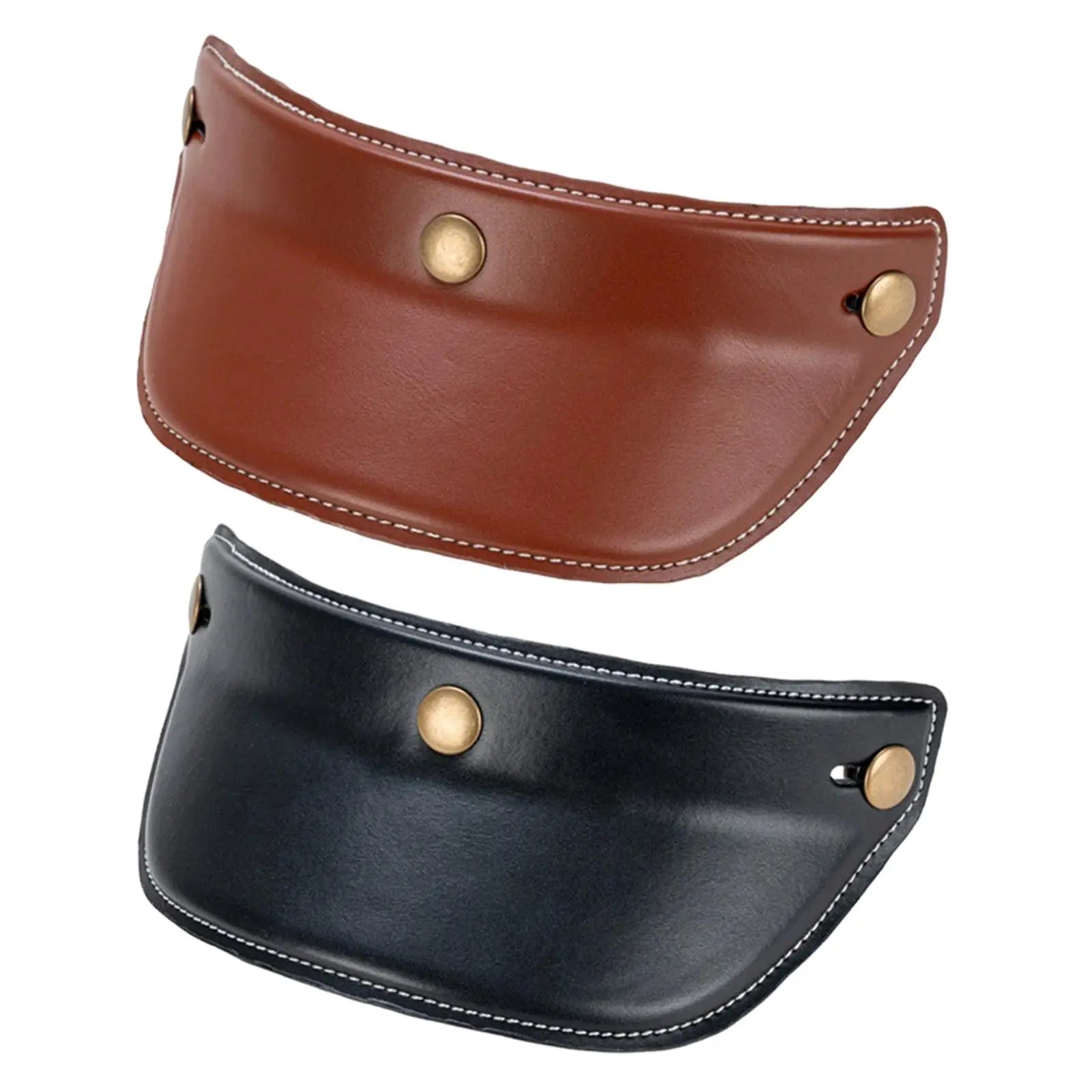 Helmet Sun Visor PU Leather 3 Snap Button Peak Shield Universal Accessory for Motorbike Half Open Face Helmets