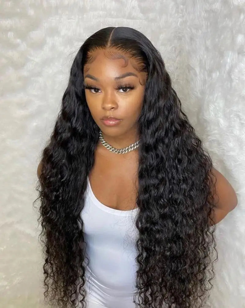 Deep Wave Frontal Wig Hd Lace Wigs On Clearance Sale 13x4 13x6 Water Wave Curly Human Hair Wig 30 Inch Lace Front Wig Human Hair