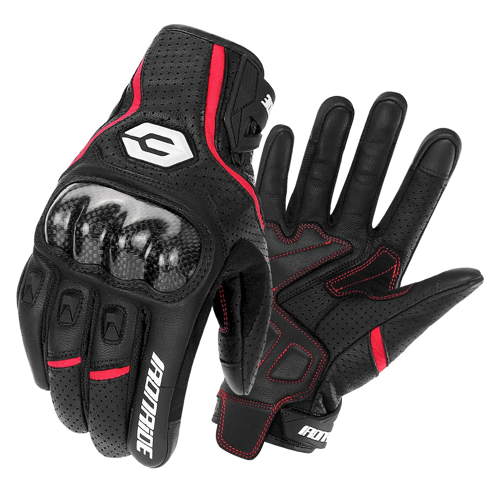 HEROBIKER Motorcycle Gloves Genuine Leather Men Breathable Motocross Racing Glove Gloves Spring Autumn Touch Screen Guantes Moto