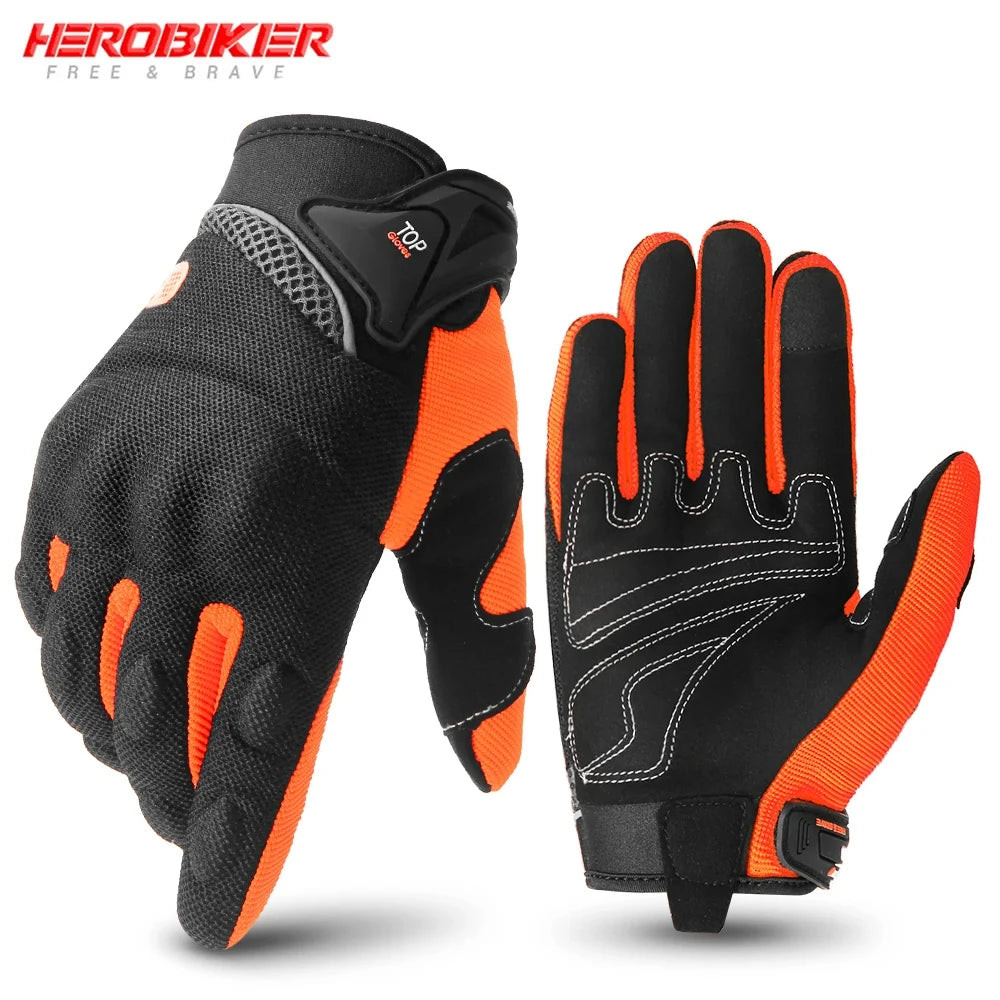 Motorcycle Gloves Summer Breathable Moto Full Finger Gloves Touch Screen Riding Motobike Gloves Moto Protective Gloves 6 Colors