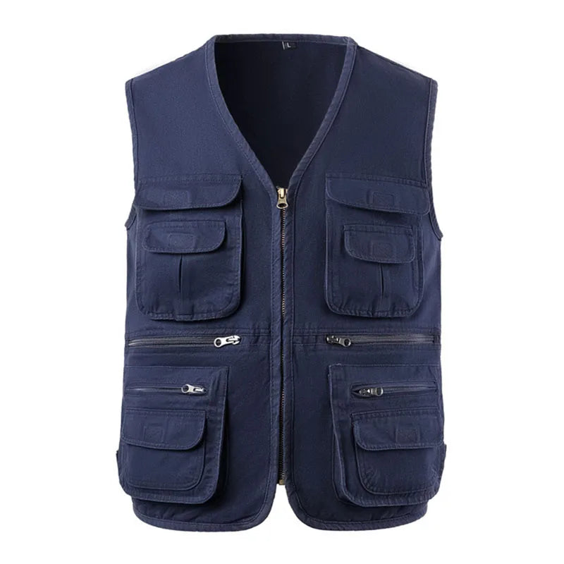 Summer Men Tactical Hiking Fishing Vest Multi-pocket Photographer Waistcoat Outdoor Leisure Male Thin Cargo Jacket Vests S-6XL