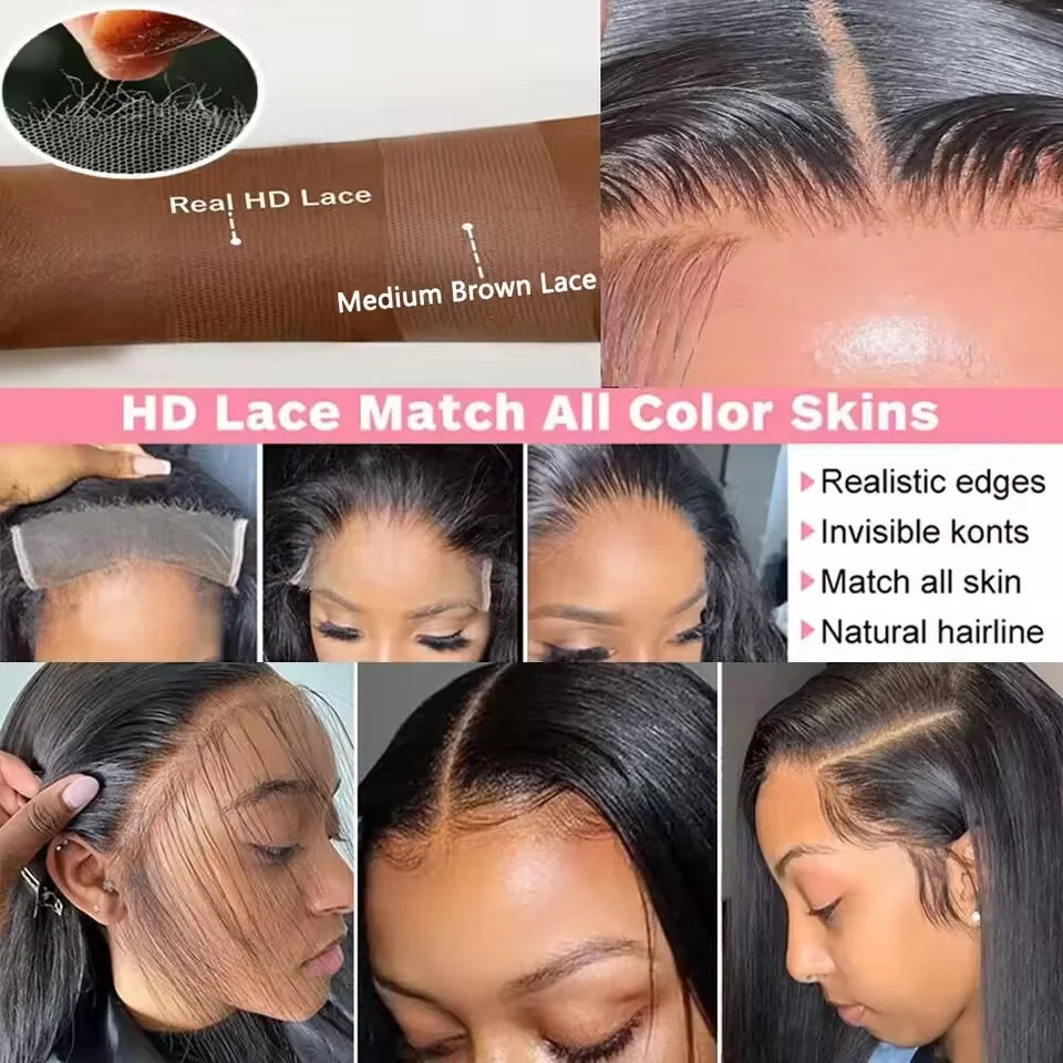 30 40 Inch Bone Straight Hd Transparent 13x6 Pre Plucked Lace Frontal Wig 13x4 360 Hd Lace Front Human Hair Wigs For Black Women