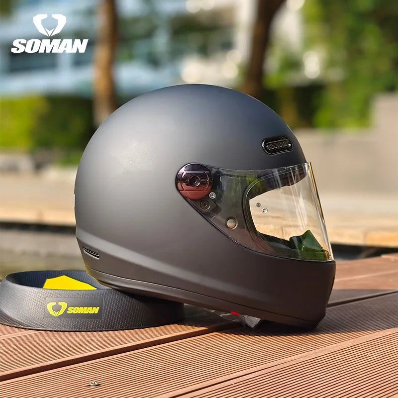 SOMAN Motorcycle Helmet Retro DOT Certification Full Face Helmet Riding Personalized Motorcycle Safety Helmet Casco Moto Casque