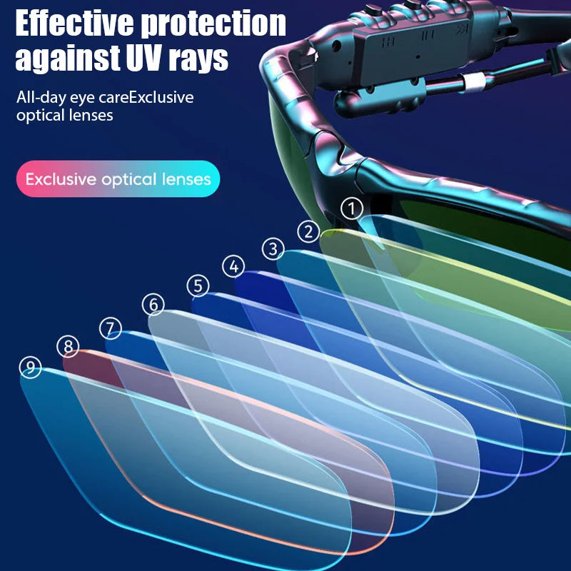 Motorcycle Headset Bluetooth Riding Glasses Wireless Headphones with Microphone Polarized Sunglasses Handsfree Call Earphones