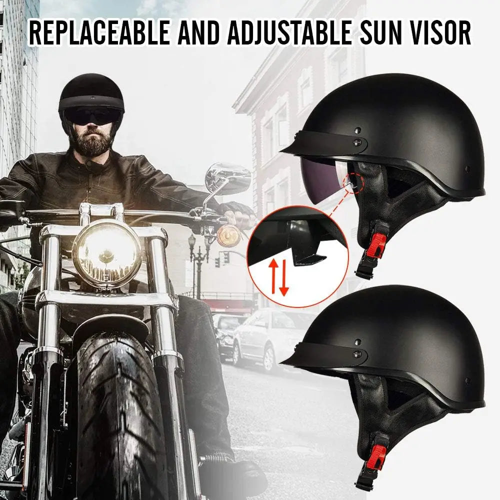 Retro Half Helmet Motorcycle Cruiser Helmet German Style Vintage Casco Moto Open Face Chopper Biker Pilot DOT Capacetes Para