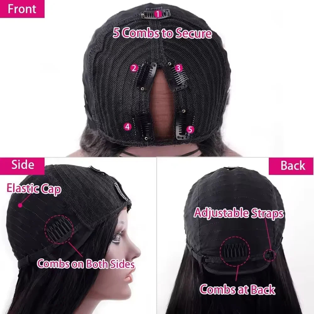 Upgraded V Part Wig Kinky Curly Wig Brazilian 32 inch Natural Black Color Deep Wave Human Remy Hair Wigs For Women 200 Density