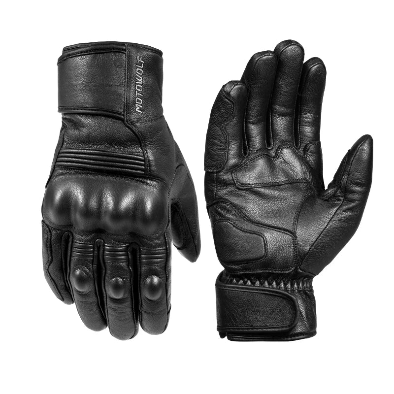 Real Leather Motorcycle Gloves Waterproof Windproof Winter Warm Gloves Touch Operate Guantes Moto Fist Palm Protect