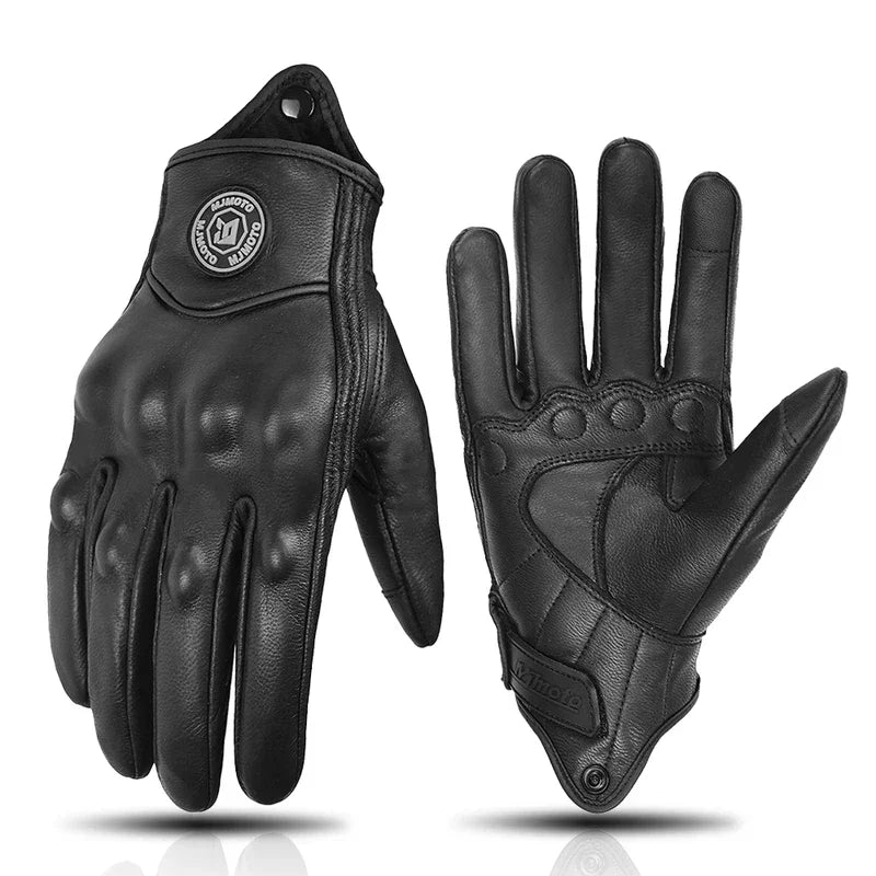 MJMOTO New Yellow Retro Motorcycle Riding Gloves Breathable Comfort Offroad Luvas Joint Protection Motorbike Glove Touchscreen