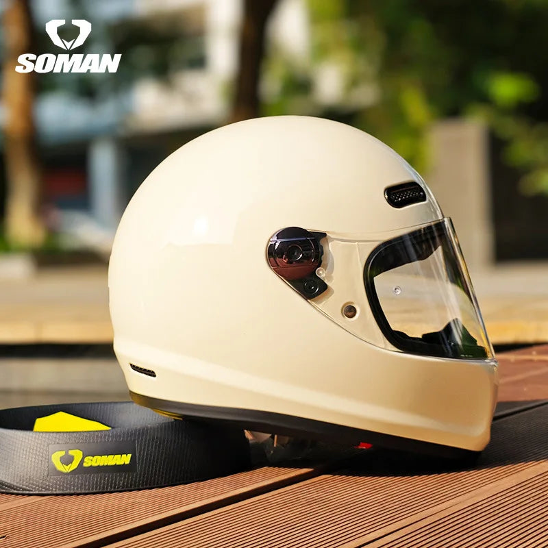 SOMAN Motorcycle Helmet Retro DOT Certification Full Face Helmet Riding Personalized Motorcycle Safety Helmet Casco Moto Casque