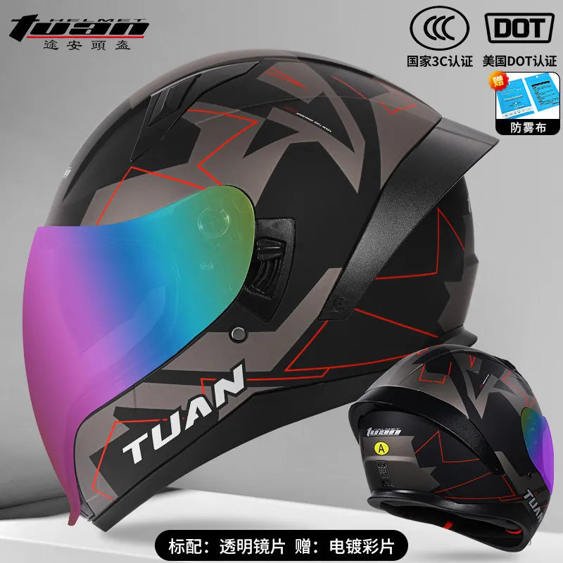 Motorcycle Helmet DOT Certified Double Mirror Drinking Water High Value Cycling Locomotive Full Helmet Ride