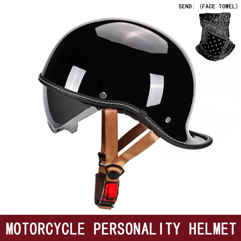 DOT motorcycle retro helmet scoop helmet for men and women summer half helmet cruise motorcycle tilt helmet commuter personality