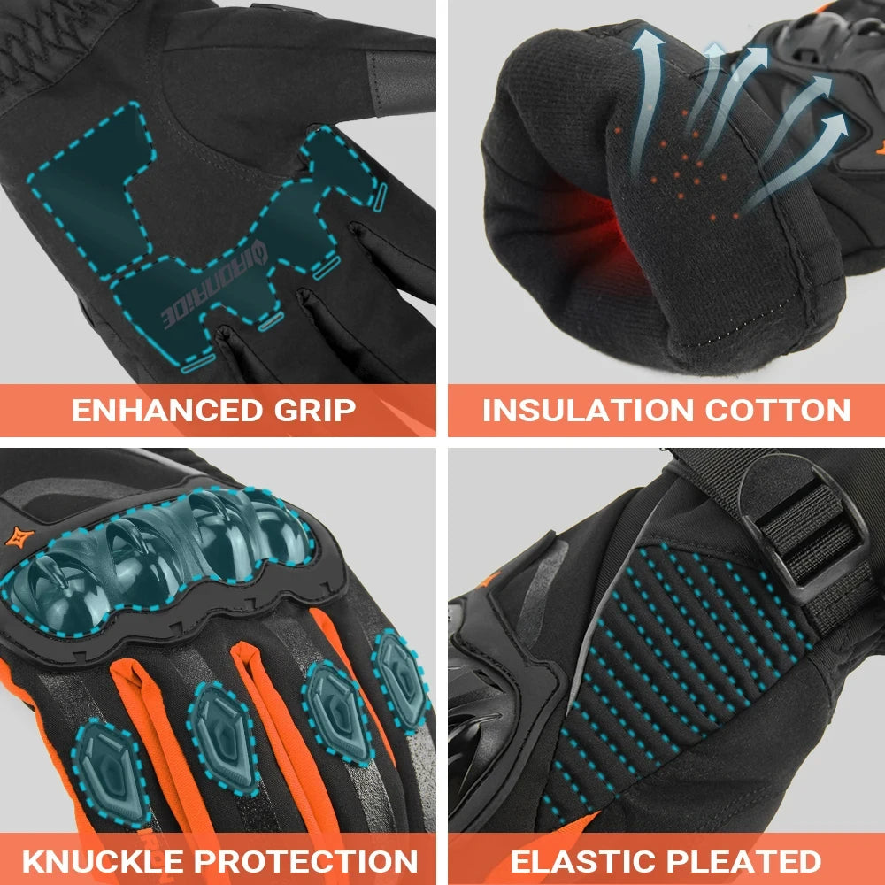 Men's Motorcycle Windproof Gloves Outdoor Motorcycle Riding Velvet Gloves Touch Screen Winter Motorcycle Off-road Women's Gloves