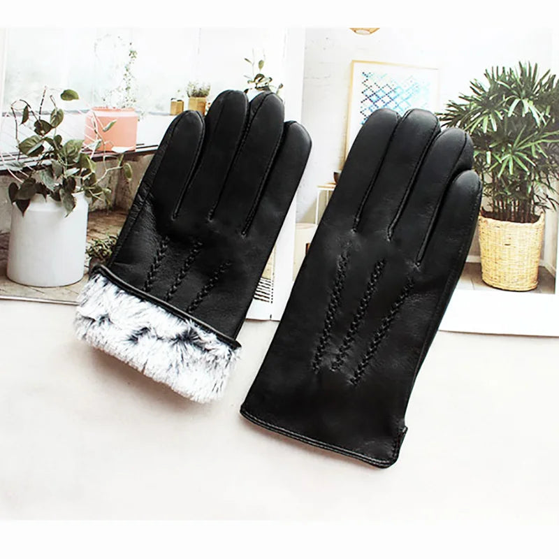 Autumn Thin Sheepskin Leather Gloves Men's Rayon Lining Spring and Summer Outdoor Bicycle Riding Car Driving Fashion Driver Fin