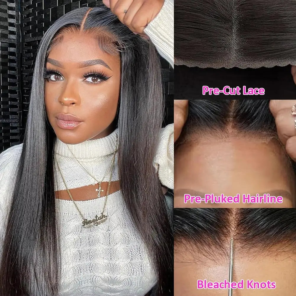 200% Bone Straight 13x4 13x6 Lace Frontal Wig Glueless Wig Human Hair Wear Go Straight Human Hair Wigs 5x5 6x4 Pre Cut Lace Wig