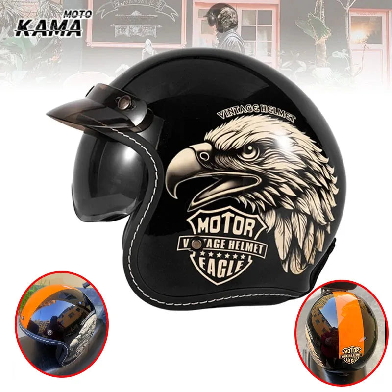 HOT Open Face Motorcycle Helmet Vintage Moto Helmet Unique Retro Motorbike 3/4 Half Helmet Removable lining cascocascospara moto