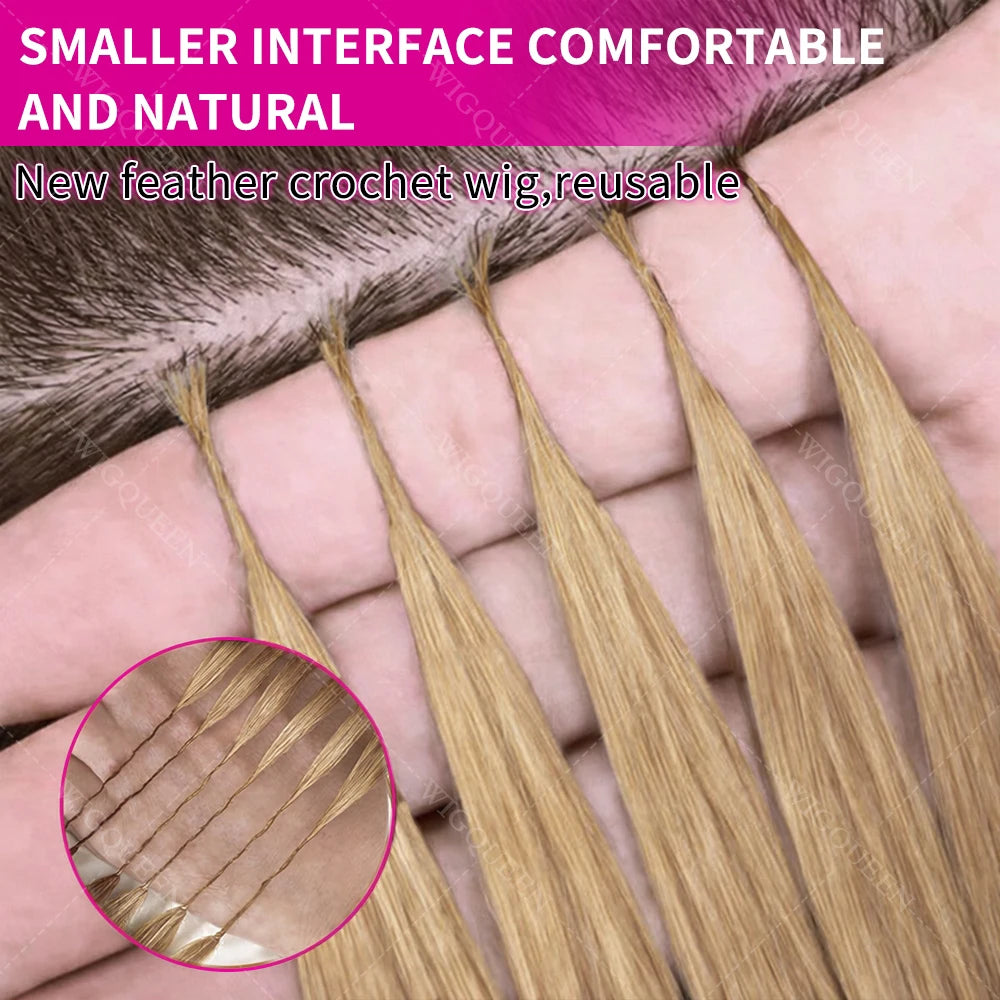 Highlight #27 Bone Straight Crochet Human Hair For Bohemian Braid Honey Blonde Miracle Knots Brazilia Feather Crochet Human Hair