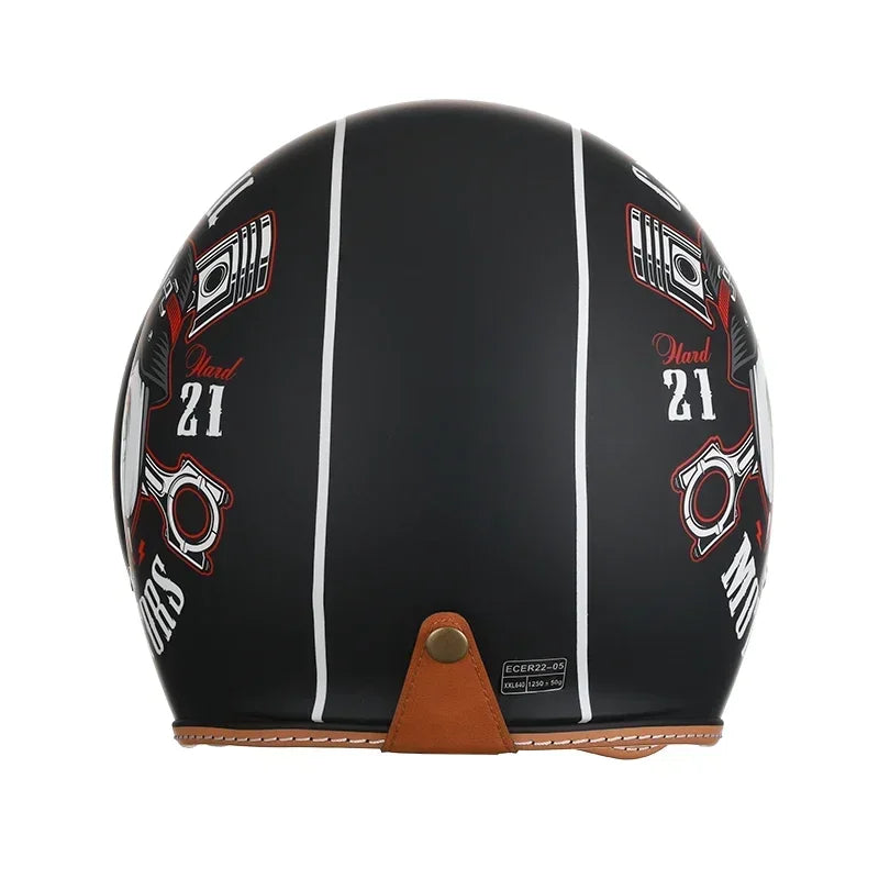 Retro 3/4 Open Face Half Motorcycle Helmet CYRIL B206 Lightweight Adult Vantage Jet Helmet for Men Women DOT ECE Approved
