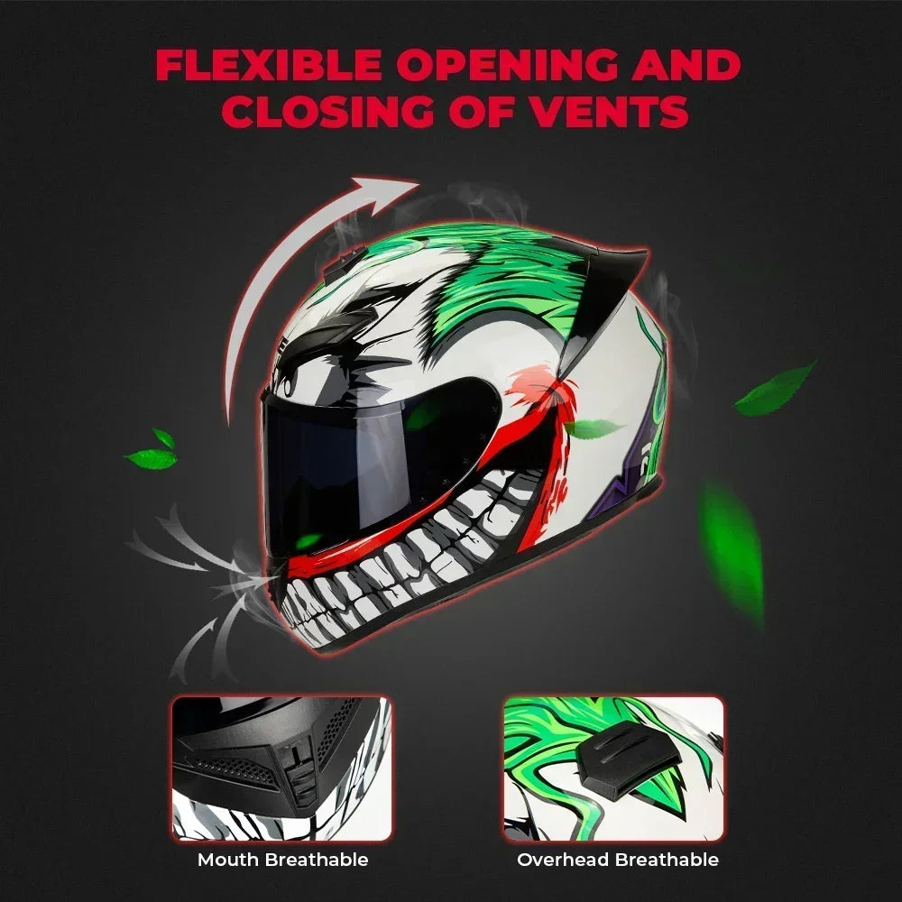 KEMITOUR Motorcycle Helmet Full Face Racing Motocross Helmet Moto Adult Motorbike Helmets For Street Touring Riding Clown