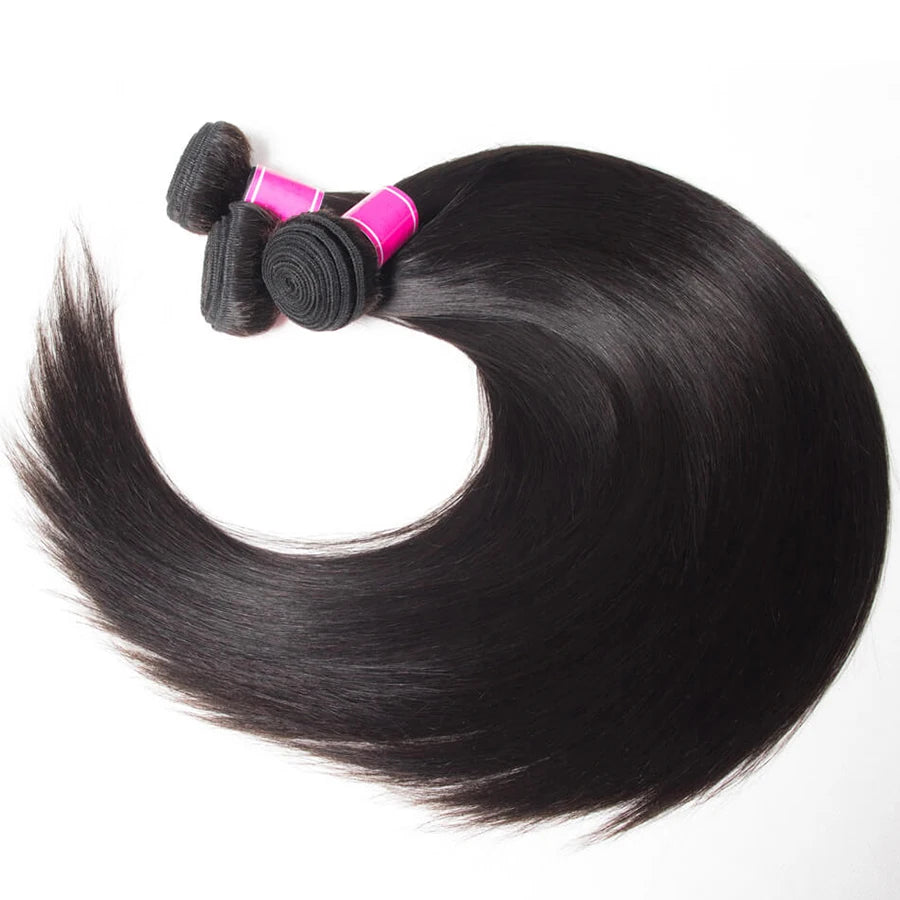 Remy Straight Human Hair Bundles 1/3/4 PCS Natural Black Brazilian Hair Weave Bundles 14-30 Inch Human Hair Extensions