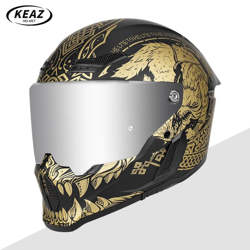 Personalized Retro Black Motorcycle Helmet Men Women Full Helmet for Motorcycles DOT Cover Suitable for All Seasons and Anti-Fog