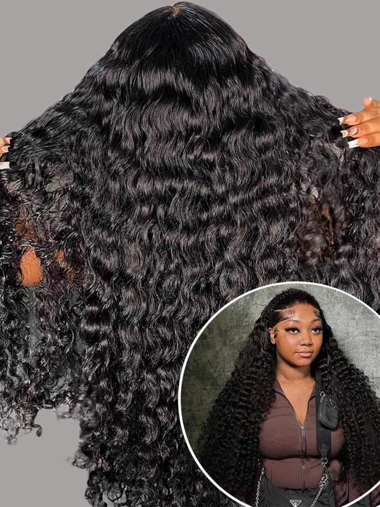 250% High Density 40 46inch Curly Wigs 100% Human Hair 13x4 13x6 HD Lace Frontal Wigs Human Hair Deep Wave Frontal Wigs on Sale