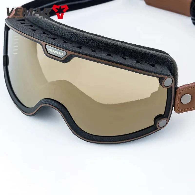 VEMAR Motorcycle Helmet Goggles Windproof Anti-fog Accessories Clarity Glasses Cycling Racer Chopper Sports Biker Riding Eyewear