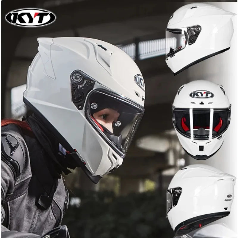 New colors available！KYT Full Helmet Women Motorcycle Helmet Men Summer Four Season Moto Track Hard Helmet Riding Big Tail ST