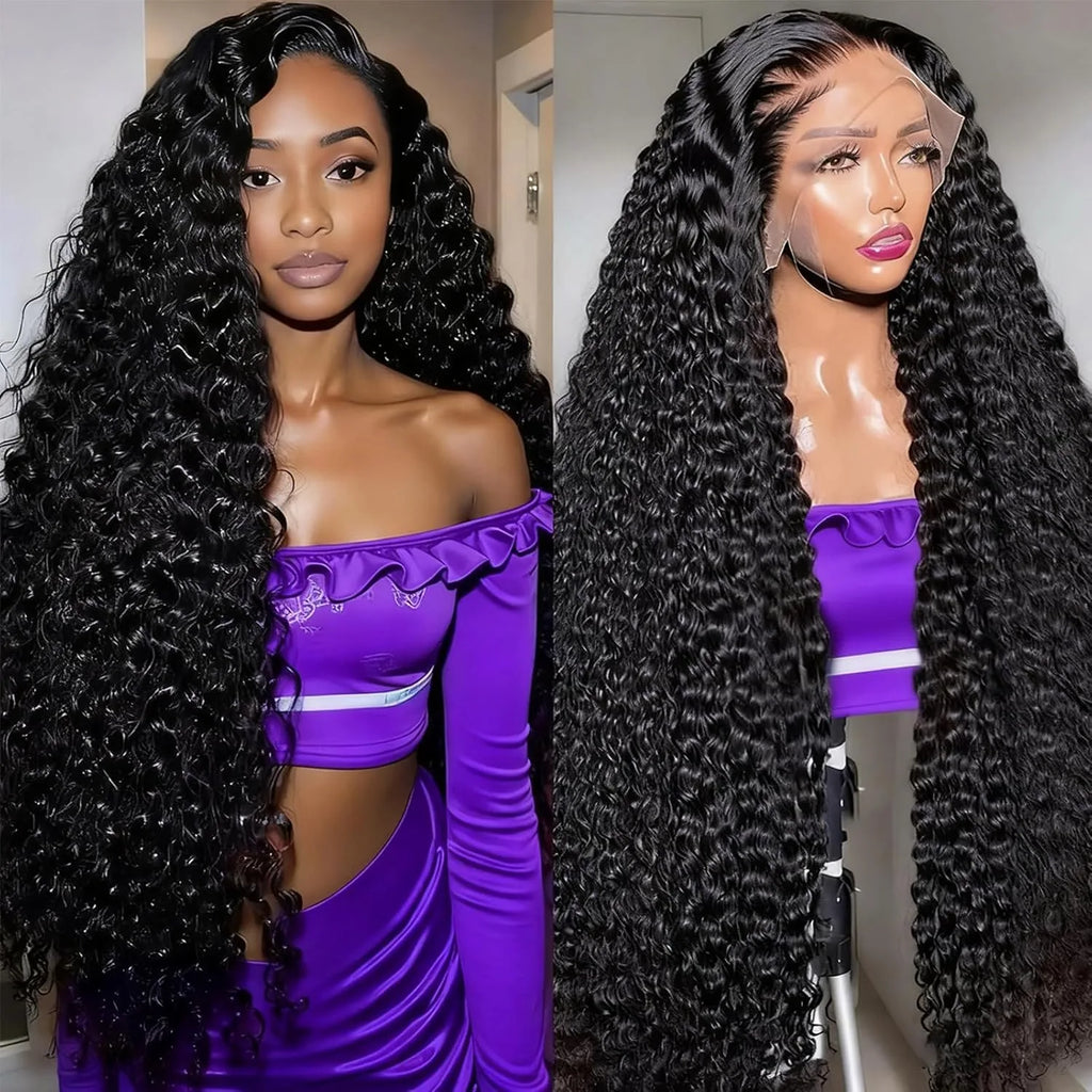 200% Density Deep Wave Lace Frontal Wig 30 40 Inch 13x4 13x6 Hd Lace Front Human Hair Wigs 100% Human Hair Wig For Black Women