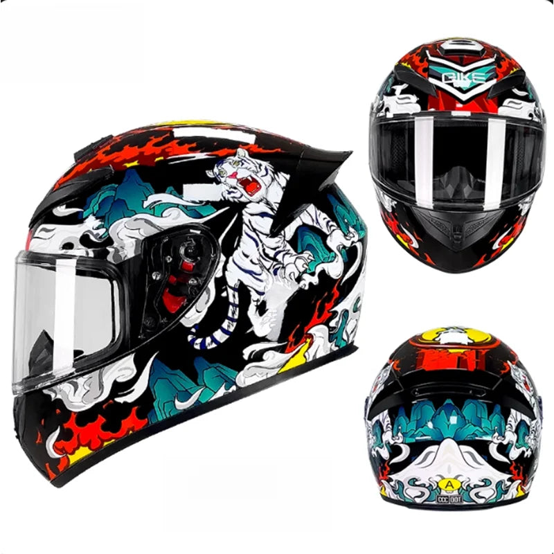 Latest Personalised Design Grey Wolf Pattern Motorcycle Full Face Helmet DOT Approved Possess Unmatched Comfort Thrilling Rides