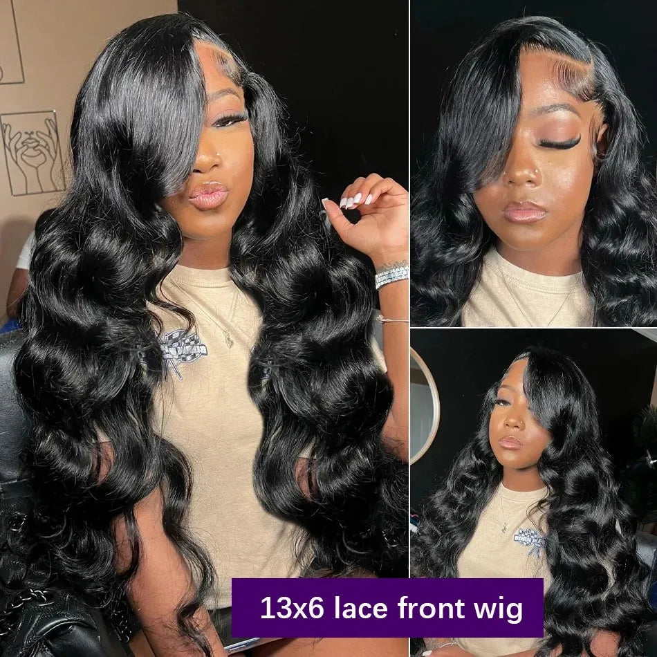 40 Inch 13x6 Body Wave Human Hair Wig 5x5 Glueless closure 250 Density 13x4 HD Lace Natural Black Front Wig Pre Plucked