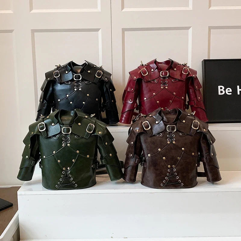 European Brand Design Tactical  Motorcycle Bags Women Clothing Shoulder Rivet Zipper Jacket Bag Black Leather Messenger Handbag