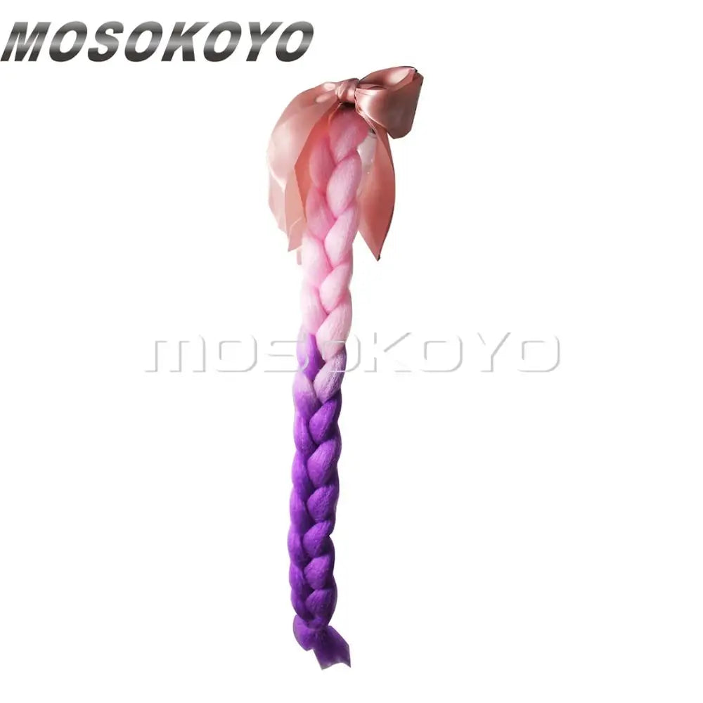 Motorcycle Women Helmet Twist Braids Ponytail Dirty Gradient Ramp Pig Tail Hair Punk Free Style Biker Helmet Decoration