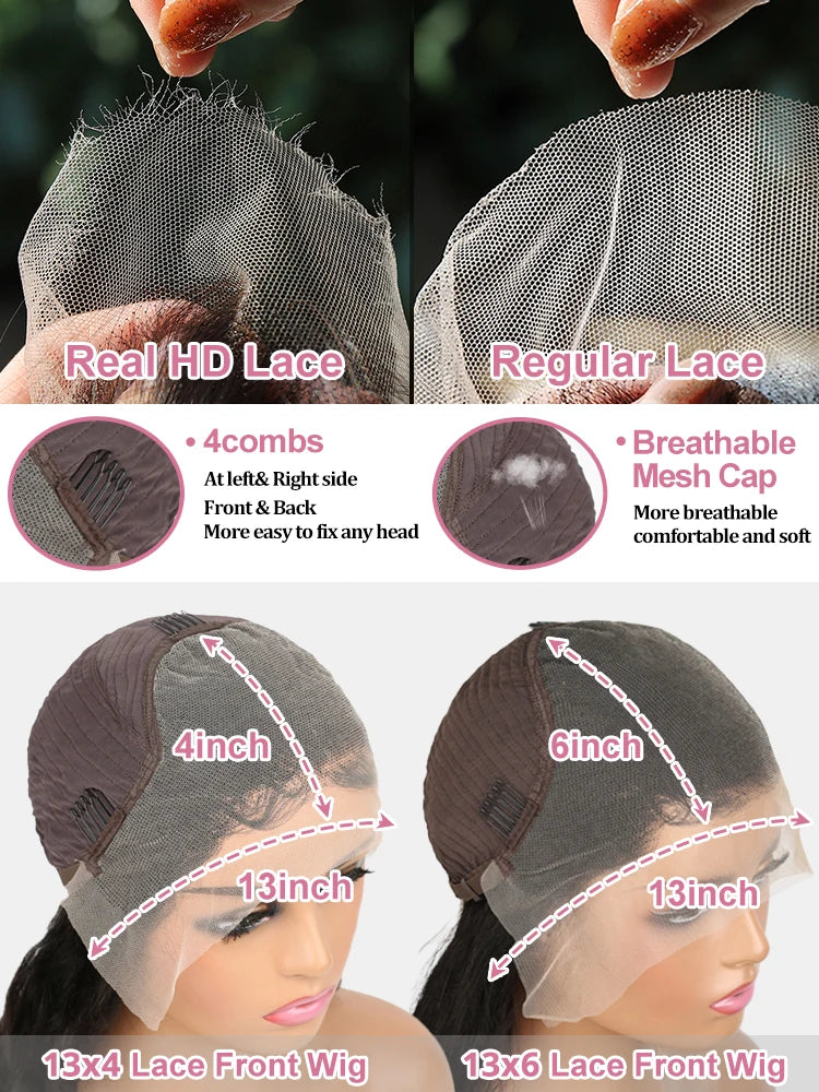 HD 13x6 Deep Wave Lace Frontal Wigs 300 Density 40 50 Inch 13x4 Water Wave Curly Lace Front Human Hair Wigs For Women Preplucked