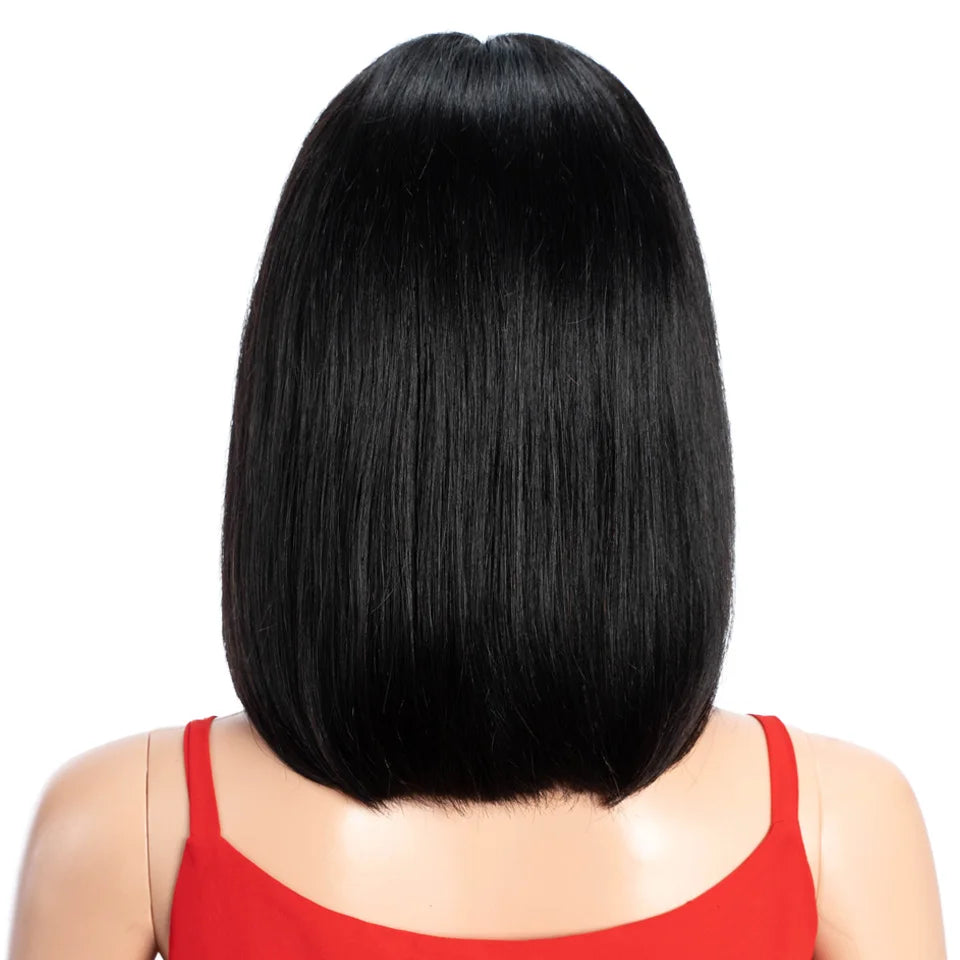 Sleek Reddish Brown 4 Colored Straight Layered Cut 13x4 Lace Front Human Hair Wigs For Women Short Bob Brazilian Hair Wigs