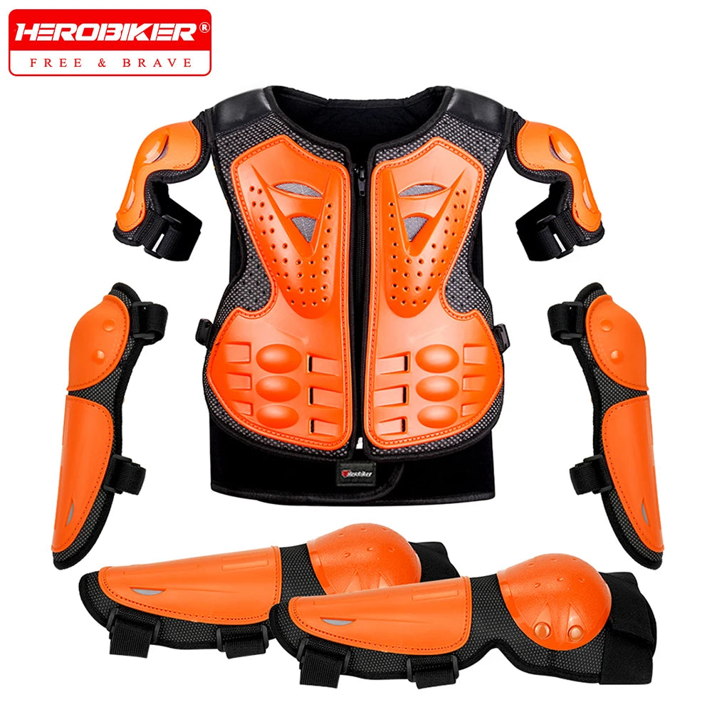 Motorcycle Armor Kid's Chest Vest Protection Motocross Riding Armor Jacket Protective Armors Motorbike Kneepads Moto Full Armor